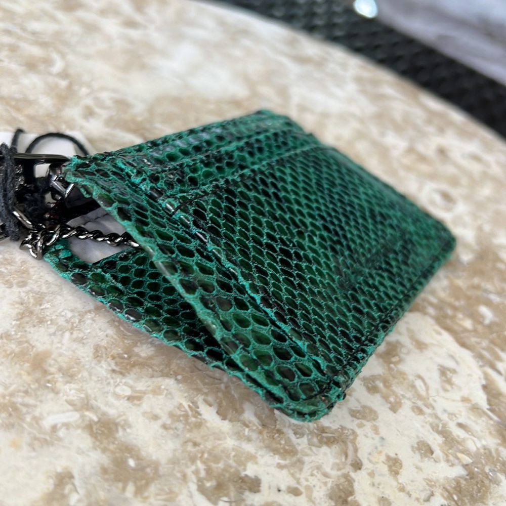 AIMEE KESTENBERG Alia Skinny ID case credit card holder in Emerald Snake - Picture 15 of 17